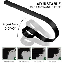 Edoneery Christmas Stocking Holders for Fireplace Mantle with Separate Double-Sided Tapes, 4 Pack Adjustable Non-Slip Metal Stocking Hangers for Mantel Xmas Party Decorations,Matte Black