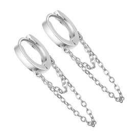 Baluue Chic Clip Dangle Earrings for Decorative Tassel Chain Stylish Accessory for Parties Daily Wear Special Occasions Eye Catching White Gold Color