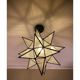 DIRYZON EUL Moravian Star Pendant Light 16 inch Seeded Glass Hanging Light