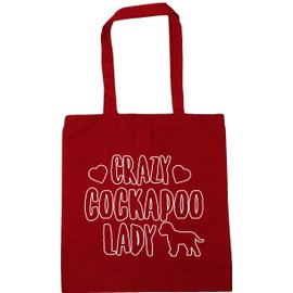 Hippowarehouse Crazy cockapoo lady - dog Tote Shopping Gym Beach Bag 42cm x38cm, 10 litres