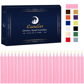 Kunrsug 24 Pack Pink Spell Chime Candles – Premium Mini Unscented Taper Candles for Rituals, Prayer, Birthdays, Meditation, Altar, Spells, Chime Candles - 4 Inch Tall - Ideal for Witches