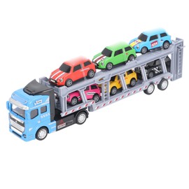 Transport Car Carrier Truck Toy with 6 Small Car for Kids Pull Back Detachable Interactive Toy Carrier Truck Blue