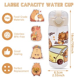CLKDPNO Kids Water Bottles, Capybara Stickers, Capybara Kids Water Bottles with Straw, Toddler Water Bottle With Straw, for School and Travel-400ml