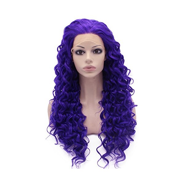 Purple Curly Lace Front Synthetic Hair Purple Wig Celebrity Natural Stylish Wig Curly At Mxangel