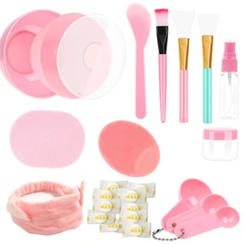 Taicols Juego De Cuencos para Mezclar Mascarillas, 24 Piezas, Kit De Herramientas para Mezclar Mascarillas con Mascarilla Facial, Cuenco, Espátula, Cepillo De Silicona, Botella Pulverizadora, Botell