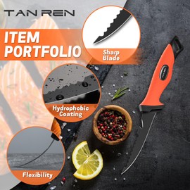 TAN REN 5 Inch Bait Knife for Fishing, Sharp Stainless Steel Fish Knife for Filleting and Cleaning, Perfect Fillet Knives with Sheath for Saltwater or Freshwater Use
