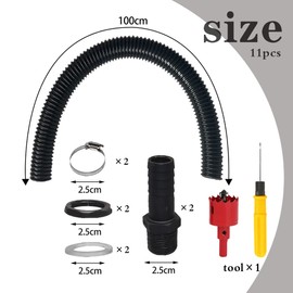 Rain Butt Connection Set, Rain Butt Connection Set, Rain Butt Connector 1 Inch with Hose 100 cm, Rain Barrel Connector, Rain Barrel Connection Set for Rainwater Bins