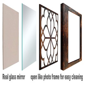 Wocred Set of 4 Mirrors Square Wall Mirror,Gorgeous Rustic Farmhouse Accent Mirror,Caramel Color Entry Mirror for Bathroom Renovation,Bedrooms,Living Rooms and More (12”x12”4pcs)