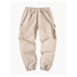 GORGLITTER Men's Japanese Pants Graphic Cargo Joggers Pants Stacked Sweatpants Y2K Streetwear Khaki