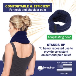 Neck Warmer Microwavable Heating Pads - Warmies, Moist, Heated Neck Wrap & Pillow in One - Microwave Heating Pad for Neck & Shoulders - Neck Thermal Warmer by Sunnybay (Navy Blue)