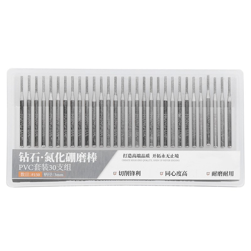 30Pcs Grinding Needle Set Emery Cylindrical Flat Head Electric Grinder