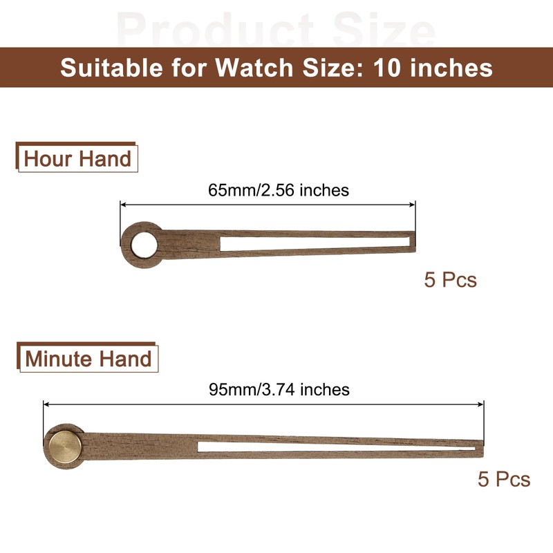 QUARKZMAN Set of 5 Wooden Clock Hands, Walnut Wood Clock