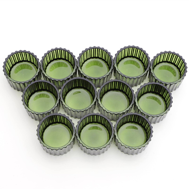 VOHO Green Tealight Candle Holder Set of 12, Glass Candle