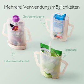 Momcozy Squeeze Pouch Holder for Food Bags and Drink Boxes, Baby Pouch Holder Allows Baby to Feed Yourself and Avoid Mess, Baby Food Pouch Holder, Pink