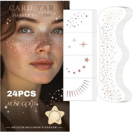 【Pecas con purpurina】Nuestro juego de 24 pecas con purpurina dorada añade un toque deslumbrante a cualquier look de maquillaje, perfecto para un brillo resplandeciente. Cada paquete contiene