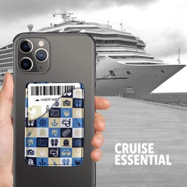 Cruise Card Holder Phone Pouch Wallet for Ship ID Key Cards Cruise Essential 2025 & 2026, Blue & Tan, Key Card, Cruise Essentials
