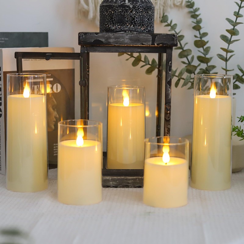 Fo32won Ivory White LED Flameless Pillar Candles Battery Operated with