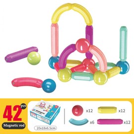BERYART 42pcs Magnetic Building Blocks for Toddlers - STEM Montessori Educational Toys for Kids 3+, Magnetic Sticks & Balls Construction Set, Preschool Learning Sensory Toys for Boys & Girls