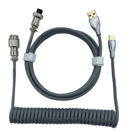 Gaming Keyboard Cable Professional Retractable Sturdy Connector Coiled Keyboard Cable for Mechanical Keyboard Silver Gray