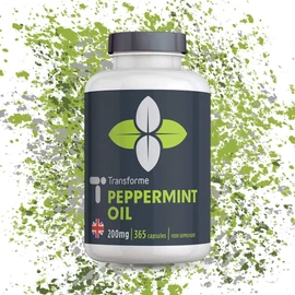 Transforme High Strength Peppermint Oil 200mg Capsules Softgels - 365 Softgels (1 Year Supply) Easy to Digest - Rapid Release - High Absorption - Gluten Free