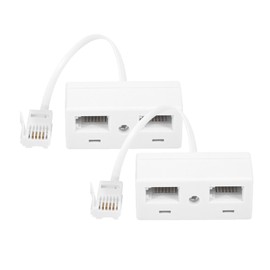 HAWAKA Telephone Splitter 2 Way BT Phone Socket Adapter RJ11 BT Plug Male to 2 Female Double Phone Socket Adapter Standard Telephone Distributor (2PCS)