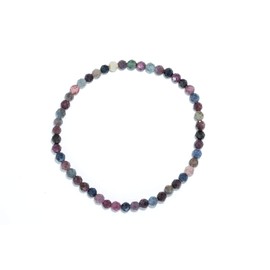 Taddart Minerals Colourful bracelet made from natural gemstones ruby and sapphire with faceted 4 mm balls strung on elastic nylon thread - handmade, ruby sapphire, Ruby