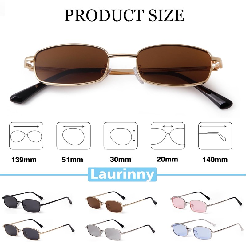 Laurinny Retro Rectangular Sunglasses for Men and Women Square 90s