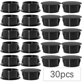 Murtenze 30 Pack 19mm (3/4") Black Hole Plugs, Plastic Flush Type Hole Plugs Snap in Locking Hole Tube, Furniture Fencing Post Pipe Insert End Caps