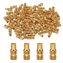 QUARKZMAN Pack of 100 M3 Threaded Inserts Brass Heat Set Insert M3 x 12 mm, OD 5 mm Knurled Insert Nuts, 3D Print Brass Nuts Female Threaded Inserts Nuts