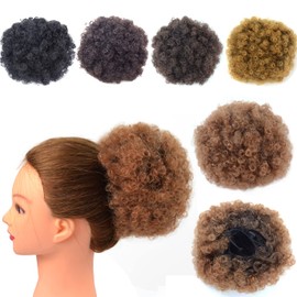 Afro Puff Drawstring Ponytail Synthetic Hairpieces Short Curly for Women Hair Extensions (Medium, T1B/30#)