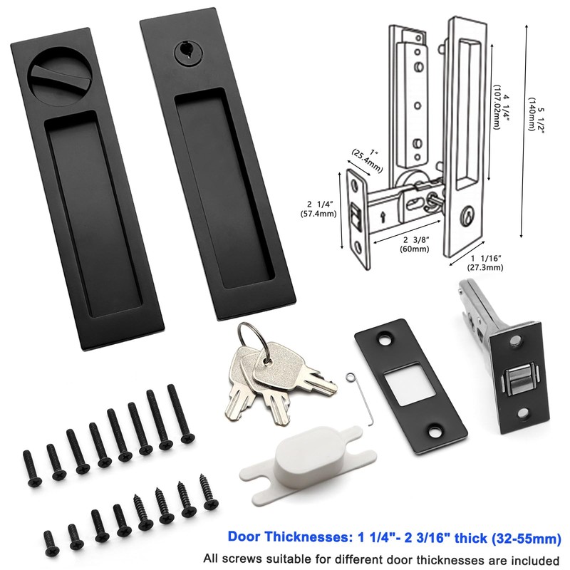 Dontay 2 Pack Pocket Door Handle with Lock and Edge