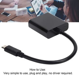 Yanmis Type C to VGA Converter, USB 3.1 Type-C to VGA 15 Pin Female 10Gbps Maximum Transfer Rate Compatible with Laptop Computers