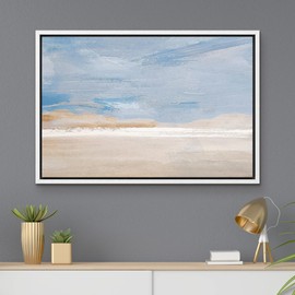 MUDECOR Framed Canvas Print Wall Art Rustic Watercolor Blue Sky Country Landscape Nature Wilderness Illustrations Modern Southwest Colorful for Living Room, Bedroom, Office - 16"x24" White