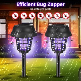 4 Pack 2025 Solar Bug Zapper Outdoor Mosquito Zapper Used to Kill Gnat Small Flying Insect,Waterproof Mosquito Repellent Outdoor Patio,Bug Lights for Outside,Mosquito Trap for Yard Garden Farm