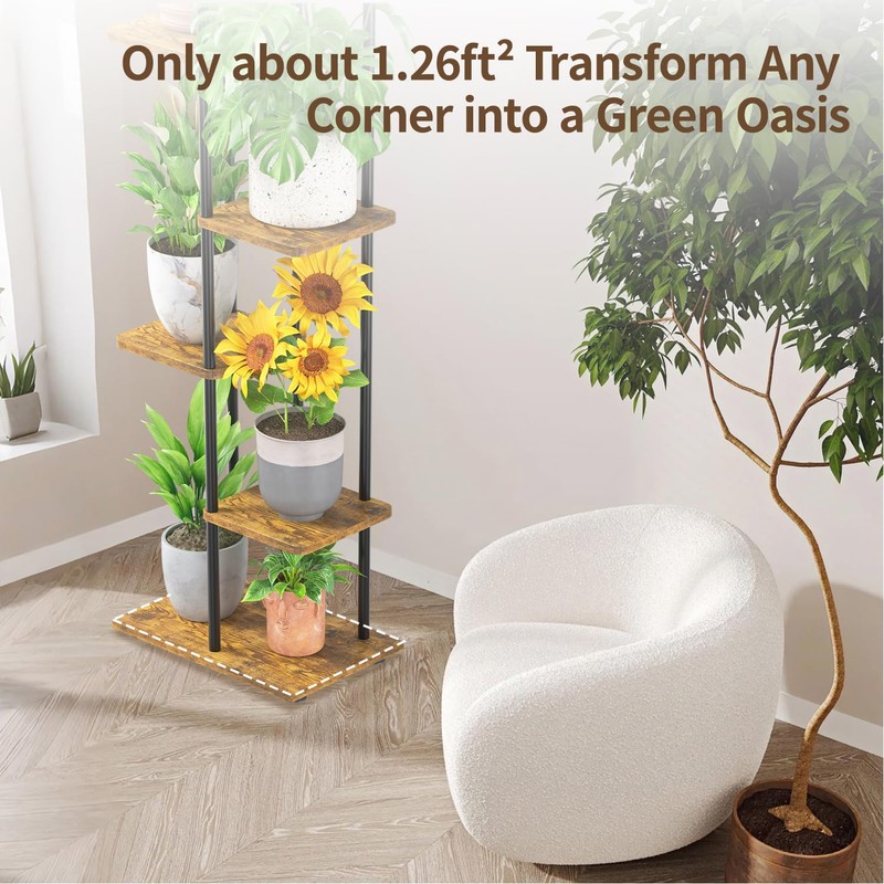 LASZOLA Black 7 Tiered Wood Plant Stand Indoor for Larger