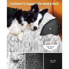 blunique Calming Large Dog Bed for Couch, 41 x 37 inch Removable Couch Cover for Dogs Washable, Non-Slip Fluffy Plush Dog Sofa Mat for Furniture Protector - Grey