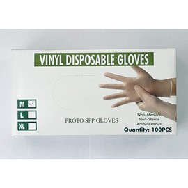 Vinyl Gloves Medium Size (100 Pcs.) - Powder Free - Disposable - Ambidextrous - Latex Free - Clear