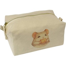 'Cute Mouse Eating Cheese' Canvas Wash Bag/Makeup Case (CS00044418)