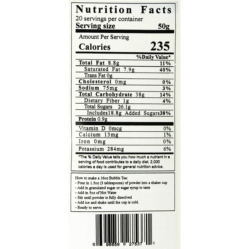 Qbubble Tea Powder Earl Grey, 2.2 Pound