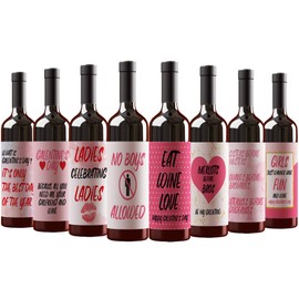 KMLIFE Be My Galentine - Galentine's Day Gift for Women and Men, Valentine's Day for Single Ladies, Waterproof Wine Bottle Label Stickers - Set of 8 (WINE NOT INCLUDED)