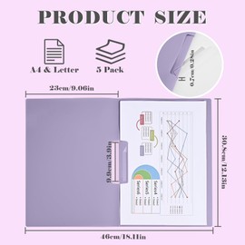 BAYTORY 5Pcs Report Covers with Swing Clip, Plastic Folders with Clip for A4 and Letter Size Paper, Report Folder Presentation Binder for School Business (Purple)