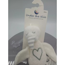 Under the Nile Organic Cotton Terry Cloth White Flamingo Baby Lovey Security Toy