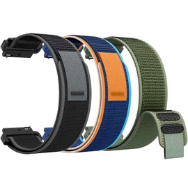 Kamita [3Pack] Sport Nylon Strap for Garmin Vivoactive 6/Vivoactive 5, Elastic Trail Loop Watchband for Women Men, Adjustable Braided Replacement Band for Garmin Venu 3/ 3S (Black+ArmyGreen+NavyBlue)