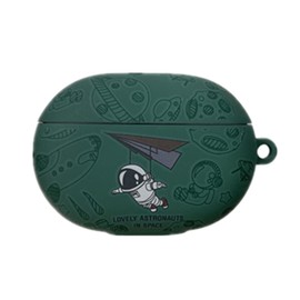 AOLABOKY Compatible with Beats Studio Buds+（2023 Released） Cute Astronaut Cover Silicone Skin 3D Cool Cartoons Case ​with Keychain for Girls Boys (Green)