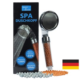 Spa shower head by mamir shower; Hand shower with filter function; Zen shower; 344 water holes; 200% more water pressure; 35% water saving; 3 shower heads in one: Massage, wellness and rain shower.