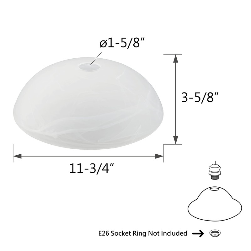 Aspen Creative 23515-11,Alabaster Replacement Glass Shade for Medium Base Socket