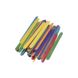 Rayher 6121749 Pack of 72 Coloured Lollipop Craft Sticks, Popsicle Sticks in Assorted Colours, 110 x 11 mm