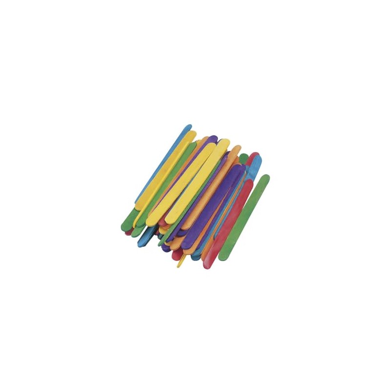 Rayher 6121749 Pack of 72 Coloured Lollipop Craft Sticks, Popsicle