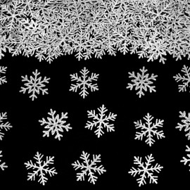 Vofrise 200PC Silver Glitter Snowflake Confetti Winter Wonderland Baby Shower Decoration Winter Onederland Table Scatter Christmas Wedding Birthday Party Supplies