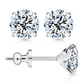 Limerencia Moissanite Titanium Stud Earrings for Women,D Color VVS1 Clarity Round Cut Moissanite Diamond Earrings,G23 Implant Grade Hypoallergenic Titanium Earrings for Women Men Sensitive Ears